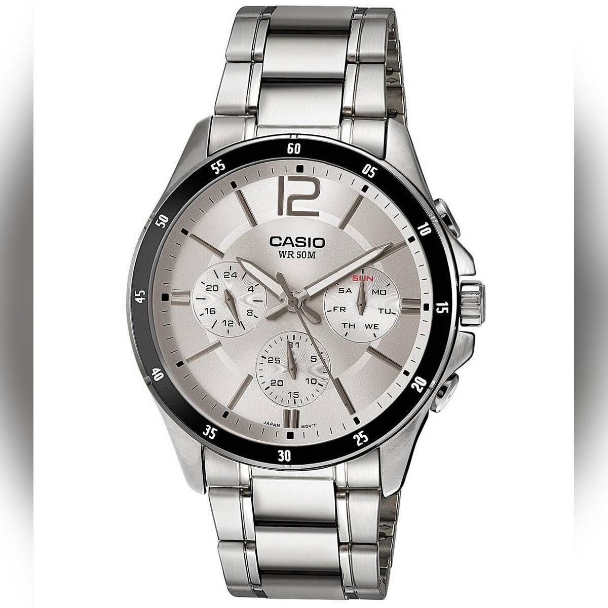 Casio এমটিপি-১৩৭৪ডি মাল্টি-ডায়াল স্টেইনলেস স্টিল মেনস ওয়াচ