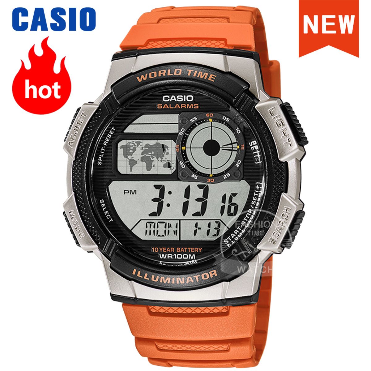 Casio এই-১০০০ডব্লিউ ১০ বছর ব্যাটারি লাইফ ডিজিটাল স্পোর্টস ওয়াচ