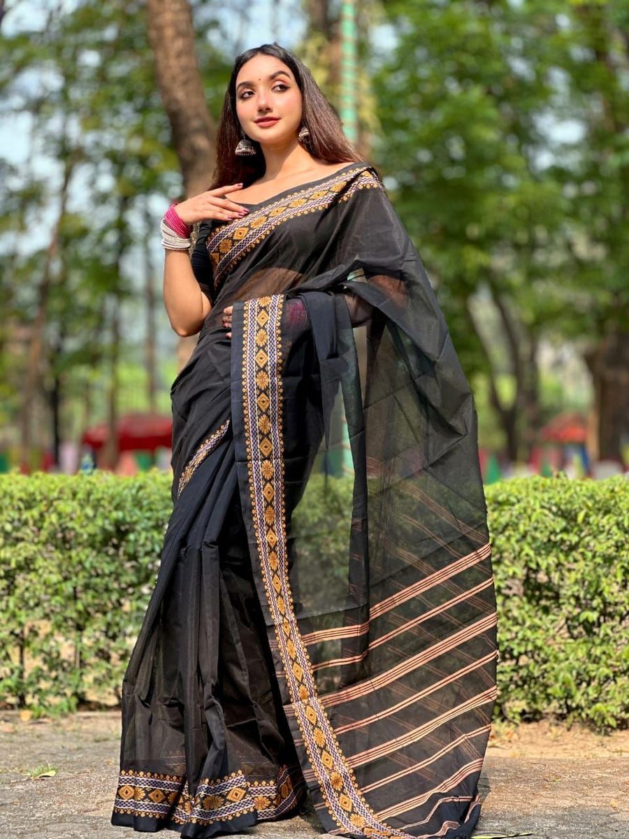 হাফ সিল্ক টাঙ্গাইল তাঁত শাড়ি