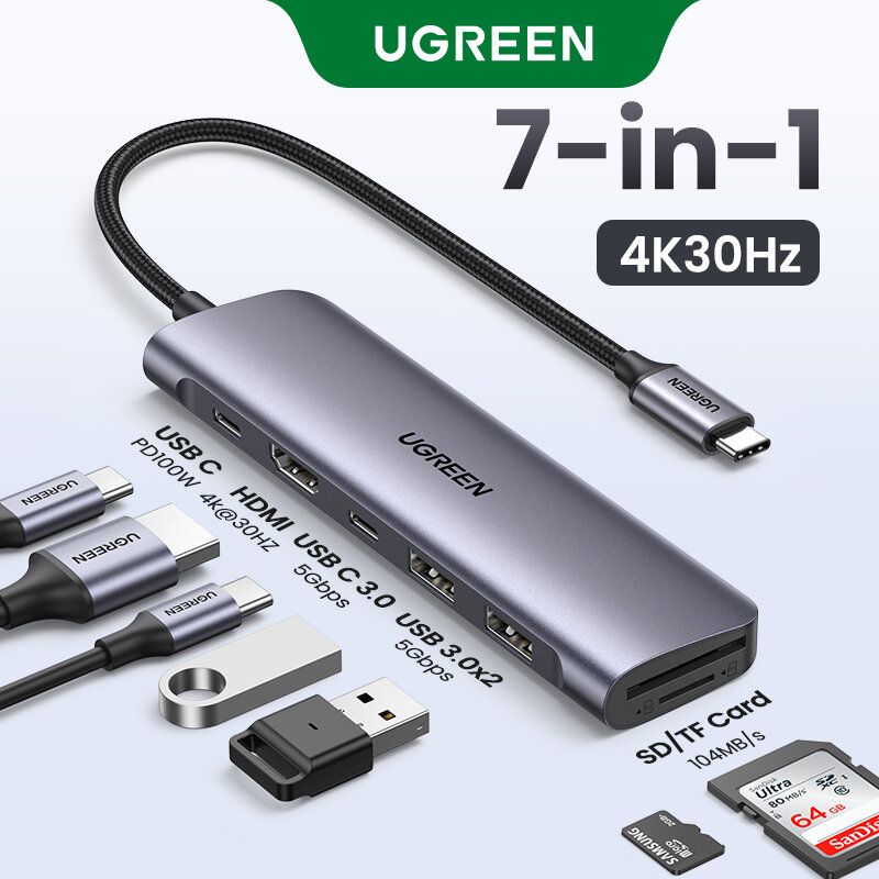 UGREEN ৭-ইন-১ ইউএসবি-সি মাল্টিপোর্ট হাব ও অ্যাডাপ্টার