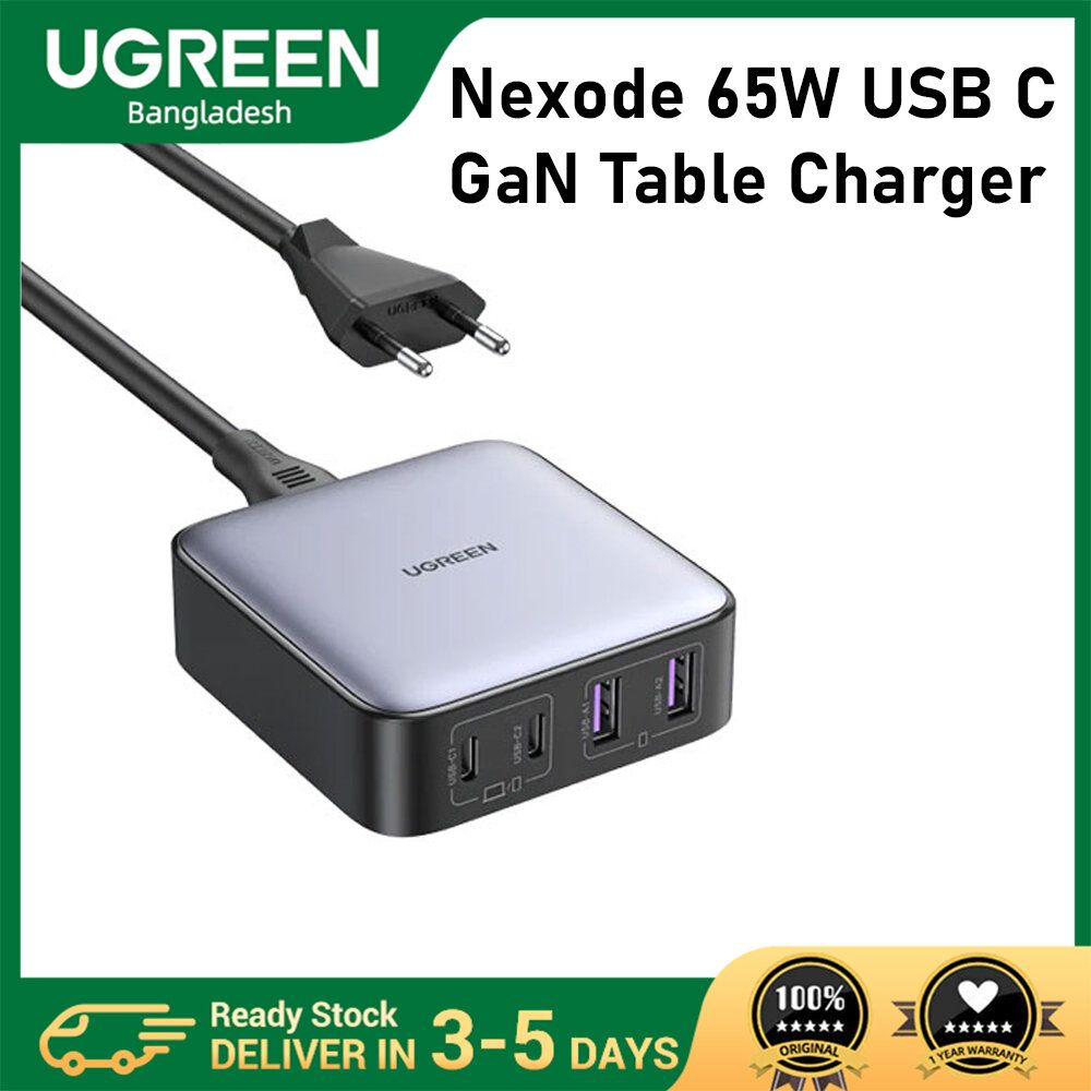 UGREEN Nexode ৬৫W GaN ফাস্ট চার্জার ৩-পোর্ট